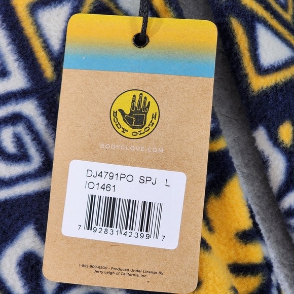 Body Glove Full-Zip Fleece Jacket Mens Size‎ Large Blue Yellow Pocket Sweatshirt - Picture 12 of 16